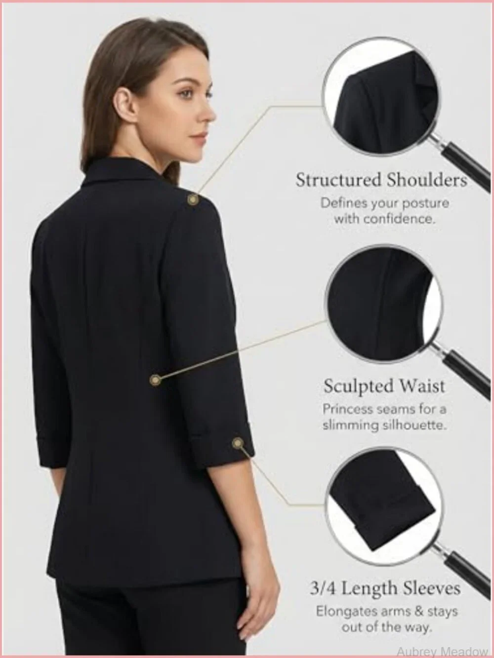 3/4 Sleeve Blazer Business Casual Lightweight Suit Jacket